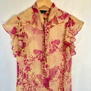 Theory Sheer Floral Blouse